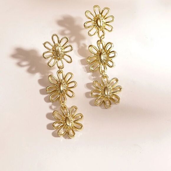 Flower drop earrings A351 - Picture 1 of 5